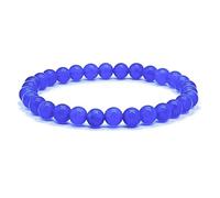 A BUENOS PRECIOS - Pulsera elástica de bolas calcedonia - Cuentas de piedras naturales semipreciosas de 6 mm para mujeres hombres niños unisex - Cristales cuarzo curativo (Calcedonia azul)