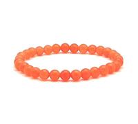 A BUENOS PRECIOS - Pulsera elástica de bolas calcedonia - Cuentas de piedras naturales semipreciosas de 6 mm para mujeres hombres niños unisex - Cristales cuarzo curativo (Calcedonia naranja)