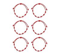 A BUENOS PRECIOS - Pulsera siete nudos roja original - Contra el mal de ojo - Hilo rojo protección energia negativa - Amuleto para buena suerte y amistad - Hombre mujer niños pareja amigos (Pack6)