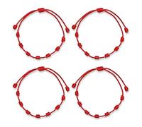 A BUENOS PRECIOS - Pulsera siete nudos roja original - Contra el mal de ojo - Hilo rojo protección energia negativa - Amuleto para buena suerte y la amistad - Hombre mujer niños pareja amigos (Pack4)