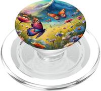 a Bunch of Butterflies Playing surrounds of Daisy Flowers PopSockets PopGrip para MagSafe