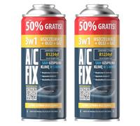 A/C FIX Recambio Gas R1234yf 3in1 - Kit Recarga Aire Acondicionado Coche 2x235 g - Sustituto del refrigerante R1234yf - Botella refrigerante Coche - Gas Aire Acondicionado Coche - Eco