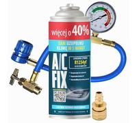 A/C FIX Recambio Gas R1234yf con Manguera y Adaptador manometro - Kit Recarga Aire Acondicionado Coche 1x235 g - Sustituto del refrigerante - Gas Aire Acondicionado Coche - Eco