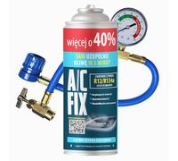 A/C FIX Recambio gas R134a R12 con manguera - manometro - Kit recarga aire acondicionado coche 1x235 g - Sustituto del refrigerante R134a - Gas aire acondicionado coche - ECO