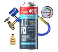 A/C FIX Recambio Gas sustituto R1234yf con Manguera y Adaptador manometro - Kit Recarga Aire Acondicionado Coche 1x235 g - Sustituto del refrigerante - Gas Aire Acondicionado Coche - Eco