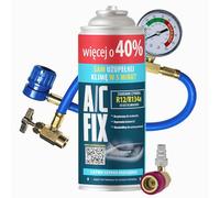 A/C FIX Recambio gas sustituto R134a sustituto R12 con manguera y adaptador - manometro - Kit recarga aire acondicionado coche 1x235 g - Sustituto del refrigerante - Gas aire acondicionado coche - ECO