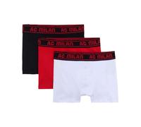 A.C. Milan Boxer Bragas con Logotipo, Producto Oficial, Paquete de 3, niño, Negro Rojo Blanco, 6 años para Niños