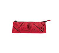 A.C. Milan Estuche con Cremallera y Logotipo, portalápices Apto para la Escuela, Producto Oficial, Rojo