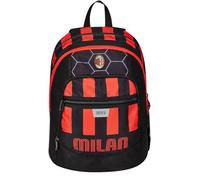 A.C. Milan Mochila escolar Advanced fútbol - Path of Victory - Negro Rojo - Mochila doble compartimento con bolsillo para botella - Mochila escolar para niño, niño, Negro, Mochila doble