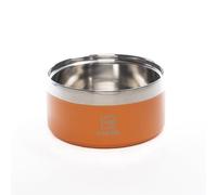 A CA MIA Comedero para Perros y Gatos «Patera Line» de Acero Inoxidable hipoalergénico con cámara de Doble Capa para Comida Seca, húmeda y Agua. Diámetro 14 cm, Antideslizante. (Naranja)