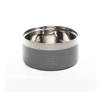 A CA MIA Comedero para Perros y Gatos «Patera Line» de Acero Inoxidable hipoalergénico con cámara de Doble Capa para Comida Seca, húmeda y Agua. Diámetro 14 cm, Antideslizante. (Gris)