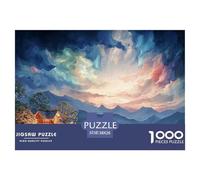 A Cabin in The Mountains 1000 Pcs Premium-Karton Puzzle Cozy Cabin in A Moonlit Mountain Stressabbau Kreatives Spiel Puzzles Als Wohnaccessoires 38x26cm/1000pcs