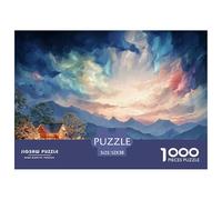 A Cabin in The Mountains 1000 Pcs Stabiler Karton Puzzle Cozy Cabin in A Moonlit Mountain Stressabbau Kreatives Spiel Puzzles Als Geburtstagsgeschenke 52x38cm/1000pcs