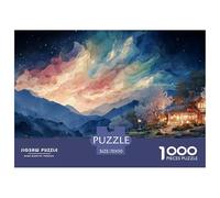 A Cabin in The Mountains 1000 Pcs Stabiler Karton Puzzle Cozy Cabin in A Moonlit Mountain Stressabbau Kreatives Spiel Puzzles Als Geburtstagsgeschenke 70x50cm/1000pcs