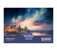 A Cabin in The Mountains 1000 Pcs Stabiler Karton Puzzle Cozy Cabin in A Moonlit Mountain Stressabbau Familienspiel Puzzles Als Geburtstagsgeschenke 70x50cm/1000pcs