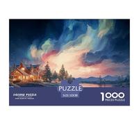 A Cabin in The Mountains 1000 Stück Ökopapier Puzzle Cozy Cabin in A Moonlit Mountain Stressabbau Familienspiel Puzzles Als Geburtstagsgeschenke 52x38cm/1000pcs