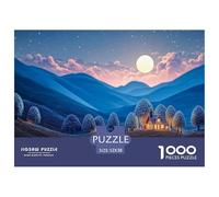 A Cabin in The Mountains 1000 Stück Ökopapier Puzzle Cozy Cabin in A Moonlit Mountain Stressabbau Kreatives Spiel Puzzles Als Geburtstagsgeschenke 52x38cm/1000pcs