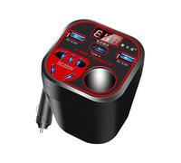 (A) Car Power Inverter 24V/12V Led Display 3 USB Ports + Cigarette Lighter