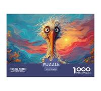 A Cartoon Illustration of An African Bird 1000 Pcs Cartón Fuerte Rompecabezas Whimsical Big-Eyed Bird Liberador De Estrés Juego Creativo Puzzle Juego De Desafío Difícil 70x50cm/1000pcs