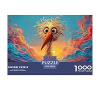 A Cartoon Illustration of An African Bird 1000 Pcs Cartón Rompecabezas Whimsical Big-Eyed Bird Imposible, Difícil Juego Creativo Puzzle para Niños Pequeños 38x26cm/1000pcs