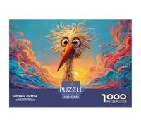 A Cartoon Illustration of An African Bird 1000 Pcs Papel Ecológico Rompecabezas Whimsical Big-Eyed Bird Liberador De Estrés Juego Creativo Puzzle Juego De Desafío Difícil 52x38cm/1000pcs
