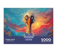 A Cartoon Illustration of An African Bird 1000 Pcs Papel Ecológico Rompecabezas Whimsical Big-Eyed Bird Liberador De Estrés Juego Creativo Puzzle para Adultos Y Niños 52x38cm/1000pcs