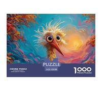A Cartoon Illustration of An African Bird 1000 Piezas Cartón Fuerte Rompecabezas Whimsical Big-Eyed Bird Liberador De Estrés Juego Creativo Puzzle Juego De Desafío Difícil 52x38cm/1000pcs