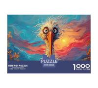 A Cartoon Illustration of An African Bird 1000 Piezas Cartón Fuerte Rompecabezas Whimsical Big-Eyed Bird Imágenes Vibrantes Juego Familiar Puzzle Juego De Desafío Difícil 38x26cm/1000pcs