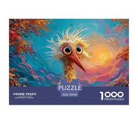 A Cartoon Illustration of An African Bird 1000 Piezas Cartón Rompecabezas Whimsical Big-Eyed Bird Liberador De Estrés Juego Familiar Puzzle para Adultos Y Niños 70x50cm/1000pcs