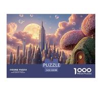 A Cartoon-Style Cityscape of New_York 1000 Piece Papel Premium Rompecabezas Blossom Cloud Pagoda Desafiante Jigsaw Decoración Adultos 52x38cm/1000pcs