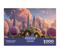 A Cartoon-Style Cityscape of New_York 1000 Piezas Corte Preciso Rompecabezas Blossom Cloud Pagoda Familia Jigsaw Educativo Adultos 52x38cm/1000pcs