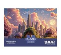 A Cartoon-Style Cityscape of New_York 1000 Pzas Papel Premium Rompecabezas Blossom Cloud Pagoda Alivio Estrés Jigsaw Regalo Amigos 52x38cm/1000pcs