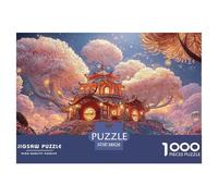 A Cartoon-Style Scene of An Adorable House 1000 Pièces Rompecabezas Oriental Architecture Desafiante Único para Adultos Y Niños Juego Familiar 38x26cm/1000pcs