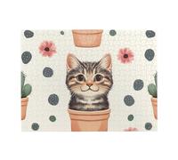 A Cat Has Grown In A Potted Plant - Rompecabezas de madera de 500 piezas para adultos, rompecabezas desafiante para juegos de tamaño de juego de 15 x 20.4 pulgadas