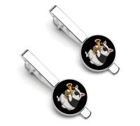 A Cat Playing French Horn - Pinzas de corbata clásicas para hombre, paquete de 2 clips de cierre, regalos para aniversario y negocios, 5.5x2.2cm, poliuretano