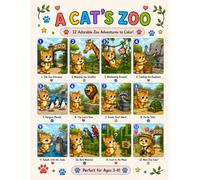 A Cat's Zoo: Cute Animal Coloring Book for Kids Ages 3-8: 12 Adorable Zoo Adventures to Color! Cute Animals, Easy Coloring Pages, Big Simple Designs ... Boys & Girls Ages 3-8 (A Cat's Adventures)