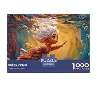 A Chibi-Style Girl 1000 Piezas Cartón Rompecabezas Underwater Child Liberador De Estrés Juego Familiar Puzzle Juego De Desafío Difícil 38x26cm/1000pcs