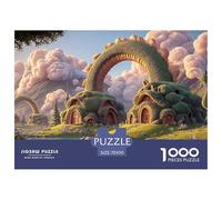 A Chinese Dragon in The Lake 1000 Piece Corte Preciso Rompecabezas Whimsical Cloud Village Vibrante Jigsaw Regalo Niños 70x50cm/1000pcs