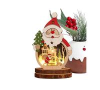 (A)Christmas Wooden Ornaments Glowing Festive Creative Tree Ornaments For Tradition Festival Family Holiday Party Cheer