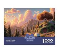 A Classic Car Driving on A Mountain Road 1000 Piece Corte Preciso Rompecabezas Hobbit-Style Village Divertido Jigsaw Educativo Amigos 70x50cm/1000pcs