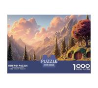 A Classic Car Driving on A Mountain Road 1000 Piezas Papel Premium Rompecabezas Hobbit-Style Village Meditativo Jigsaw Regalo Niños 38x26cm/1000pcs