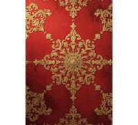 A Classic Pattern That Never Goes Out of Style: A beautifully crafted Gold & Red Damask Hardcover Lined Notebook - 7x10 - 192 Pages