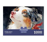 A Close-up of A Dog 1000 Piezas Cartón Fuerte Rompecabezas Floral Australian Shepherd Liberador De Estrés Juego Familiar Puzzle para Niños Pequeños 70x50cm/1000pcs