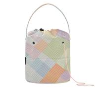 A Closeup of The Gingham Pattern Storage Bags Portable Knitting Needle Organizer for Art Supply Bolsas para hilos de Crochet