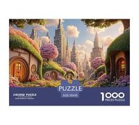A Colorful Cityscape Made of Flowers 1000 Piece Corte Preciso Rompecabezas Urban Hobbit Village Vibrante Jigsaw Regalo Niños 70x50cm/1000pcs
