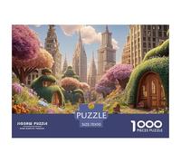 A Colorful Cityscape Made of Flowers 1000 Piece Papel Premium Rompecabezas Fantasy Metropolis Meditativo Jigsaw Educativo Niños 70x50cm/1000pcs