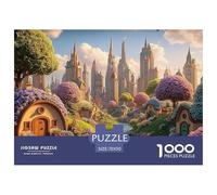 A Colorful Cityscape Made of Flowers 1000 Piece Papel Premium Rompecabezas Urban Hobbit Village Desafiante Jigsaw Decoración Adultos 70x50cm/1000pcs
