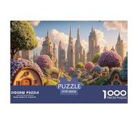 A Colorful Cityscape Made of Flowers 1000 Pièces Rompecabezas Urban Hobbit Village Desafiante Único para Adultos Juego Familiar 38x26cm/1000pcs