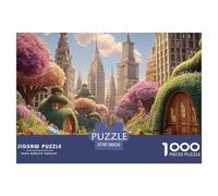 A Colorful Cityscape Made of Flowers 1000 Piezas Corte Preciso Rompecabezas Fantasy Metropolis Divertido Jigsaw Regalo Amigos 38x26cm/1000pcs