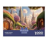 A Colorful Cityscape Made of Flowers 1000 Piezas Corte Preciso Rompecabezas Urban Hobbit Village Divertido Jigsaw Educativo Amigos 52x38cm/1000pcs